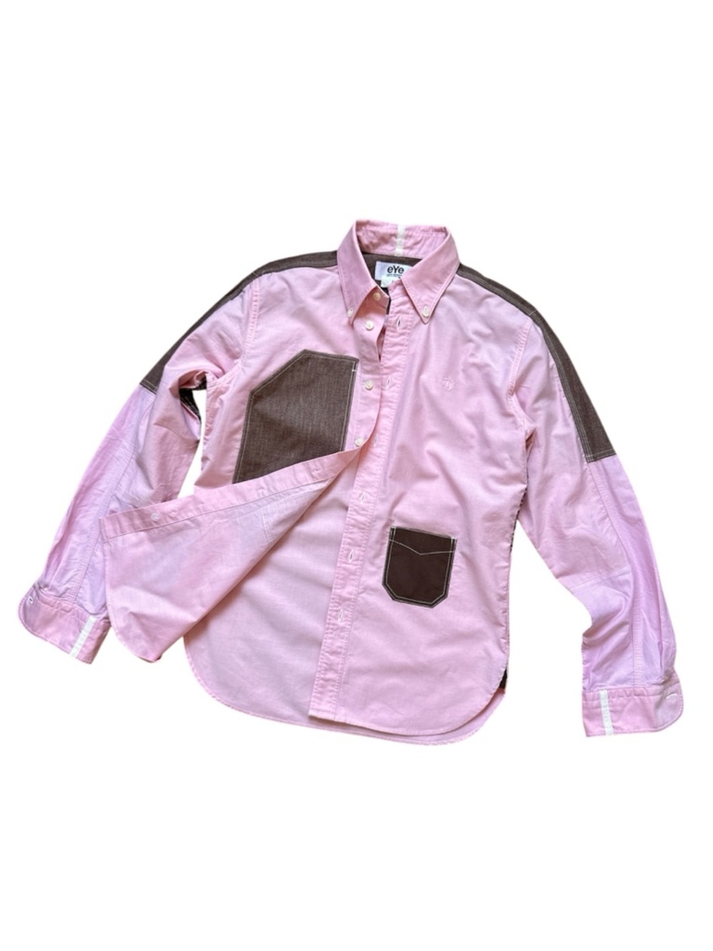 Junya Watanabe CDG Brooks Brothers Pink Button-Down Shirt Brown Patch Details